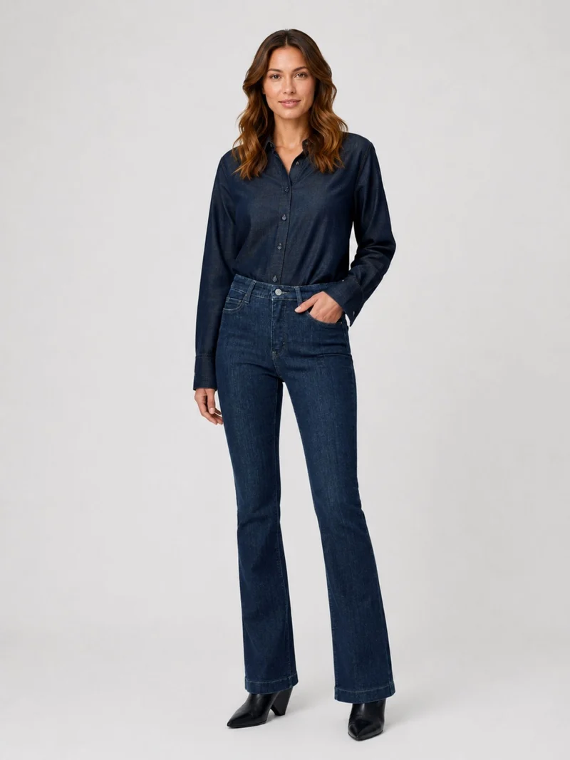 MAC JEANS - DREAM BOOT, Mid Waist, Mega flex Denim Light Bootcut Jeans, Dark Blue