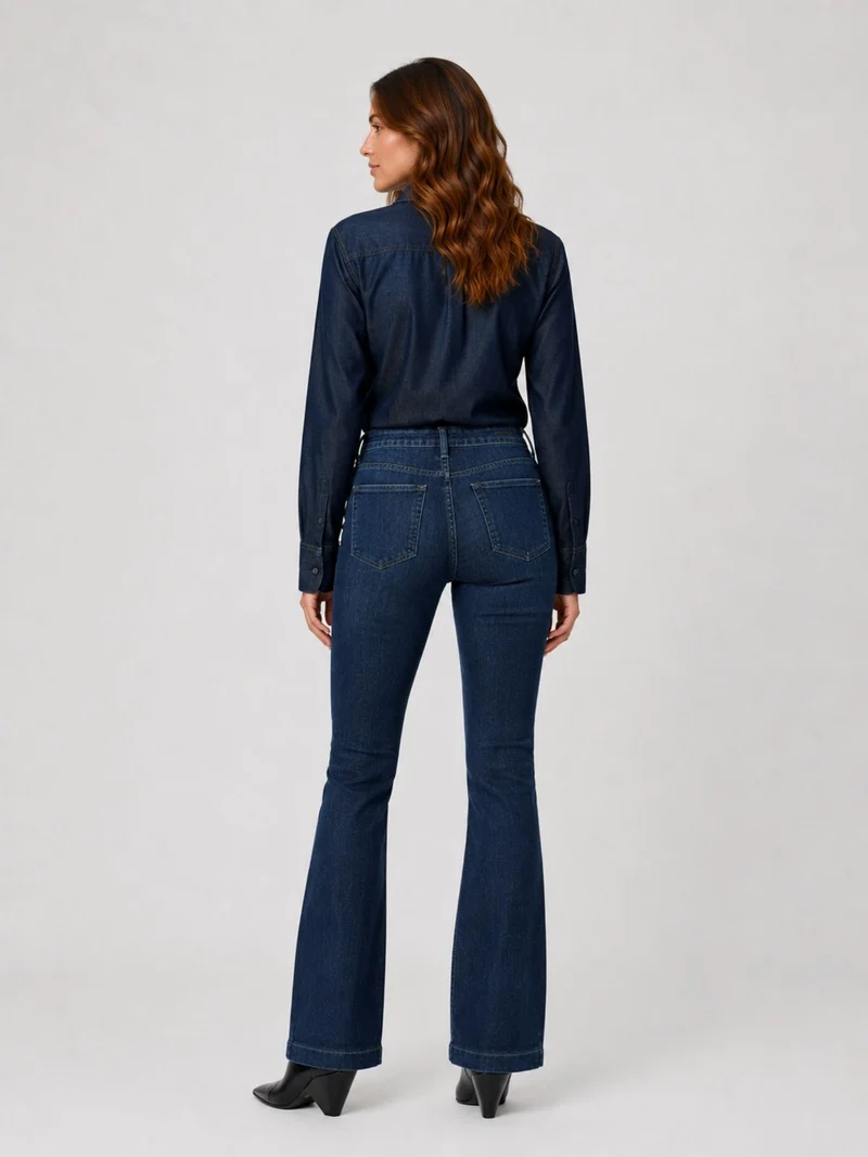 MAC JEANS - DREAM BOOT, Mid Waist, Mega flex Denim Light Bootcut Jeans, Dark Blue
