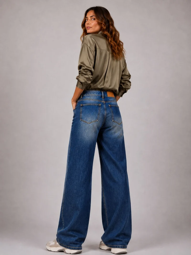 BOGILVY - AVA Straight Wide Leg High Waist Mid Blue Wash