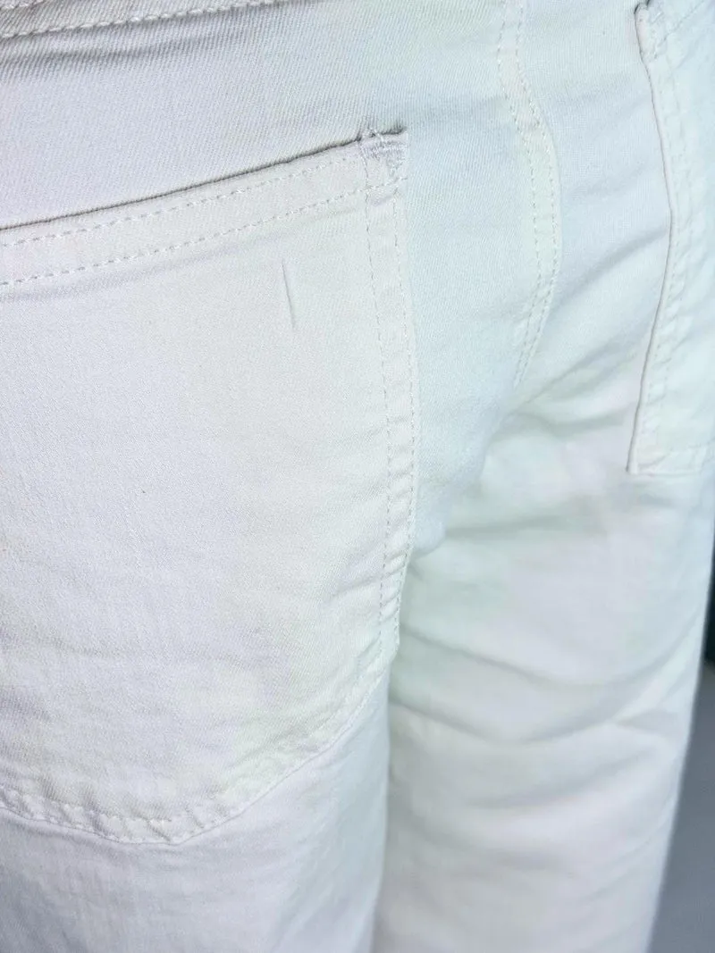 MAVI - Leila, Mid Waist, Baggy Barrel Jeans with cut, Light Denim, White Str