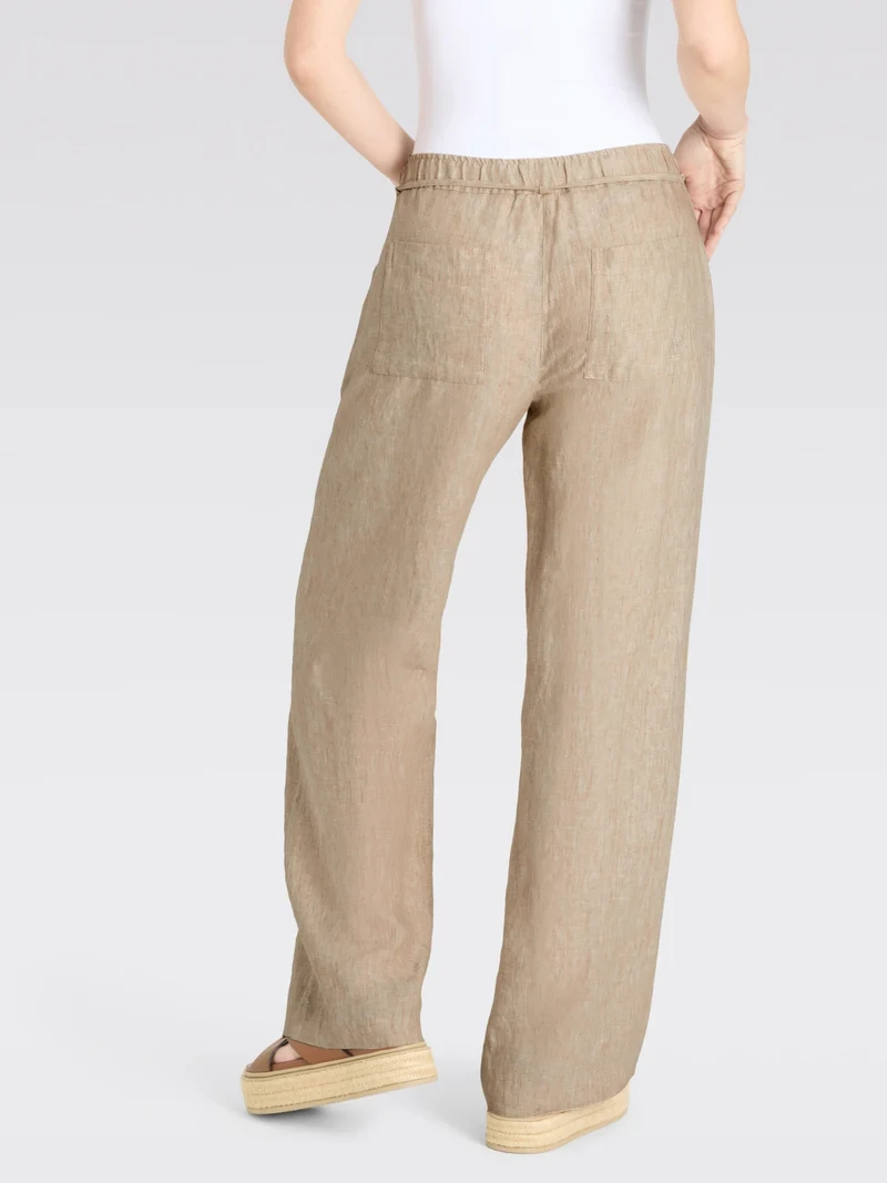 MAC - Chiara Belt, 100% Leinenhose, High-Waist, Almond Beige