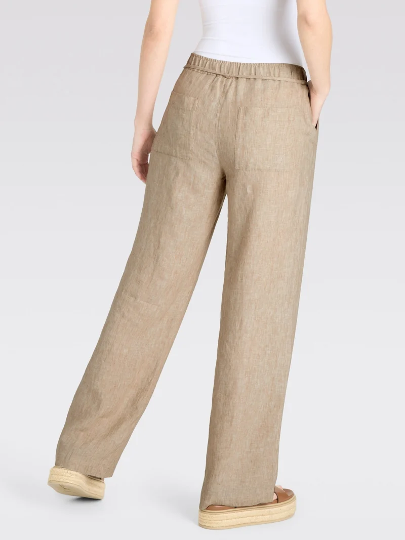 MAC - Chiara Belt, 100% Leinenhose, High-Waist, Almond Beige