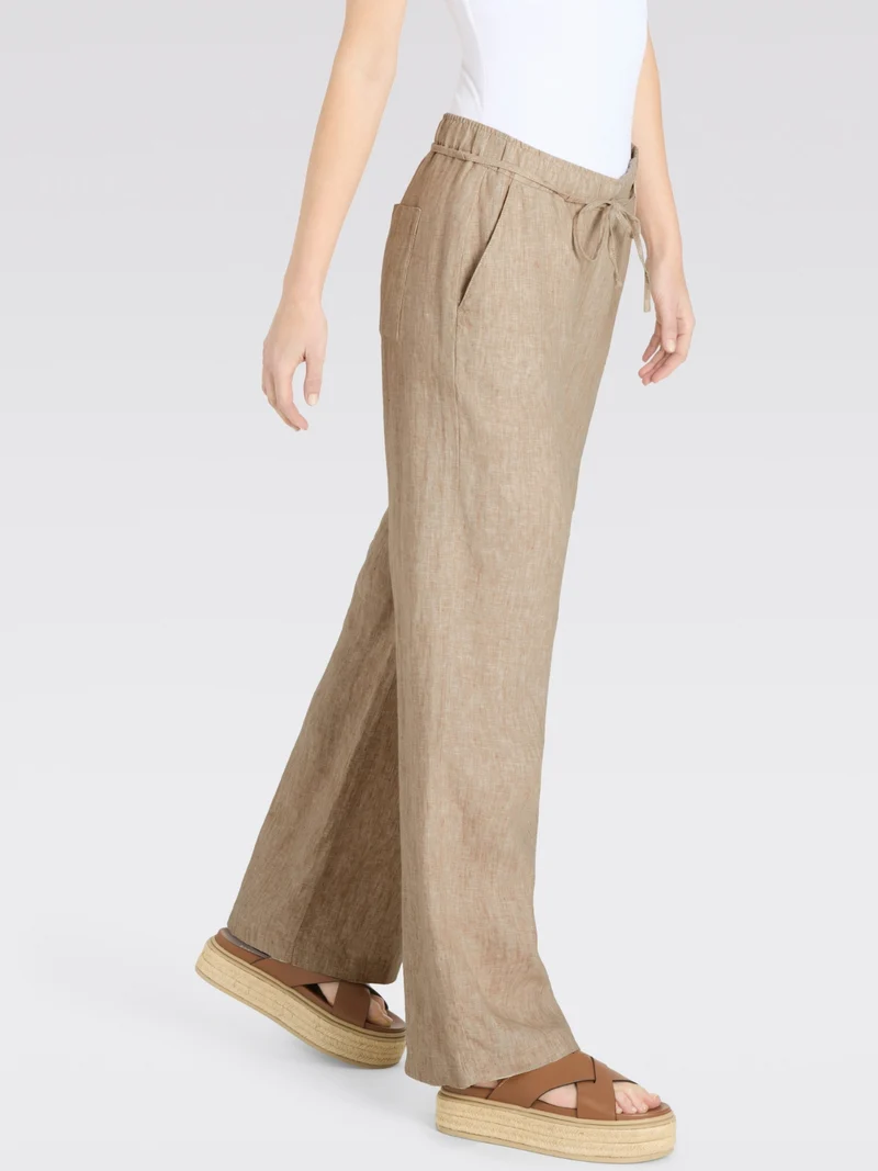 MAC - Chiara Belt, 100% Leinenhose, High-Waist, Almond Beige