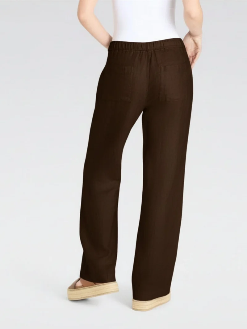 MAC - Chiara Belt, 100% Leinenhose, High-Waist, Truffle Brown