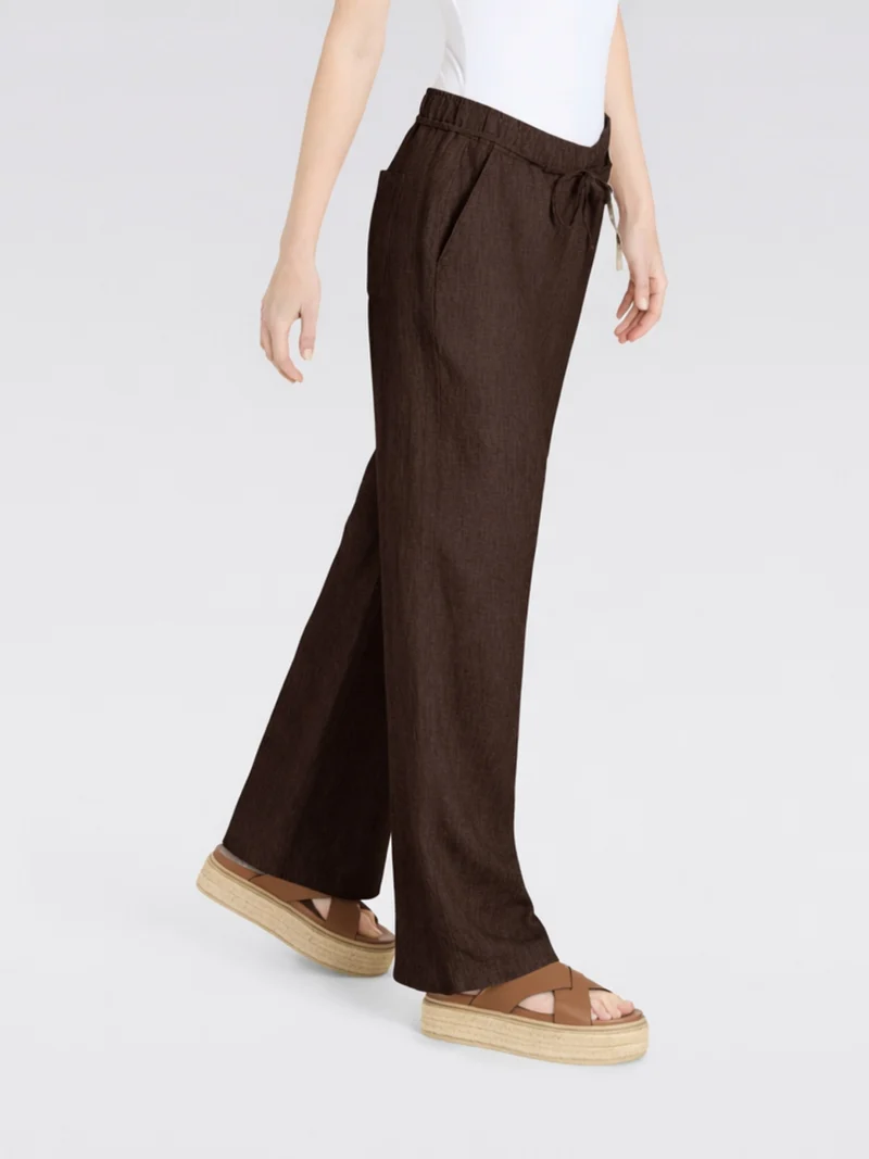 MAC - Chiara Belt, 100% Leinenhose, High-Waist, Truffle Brown