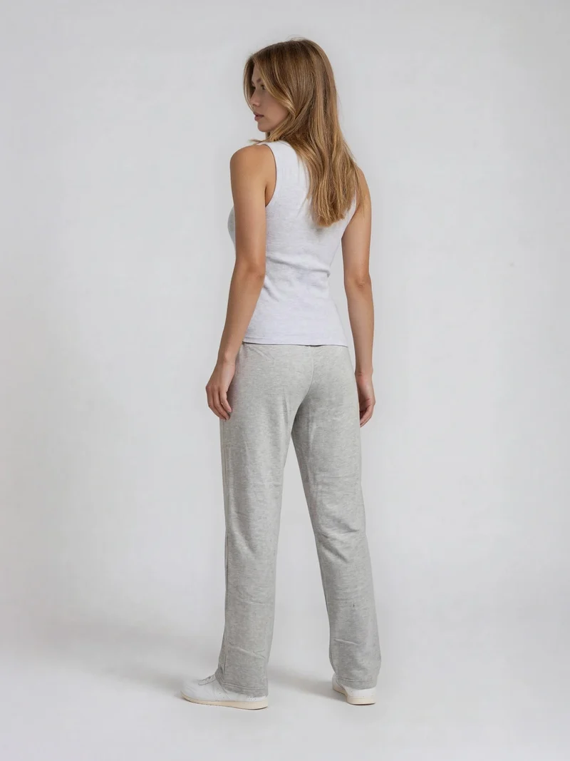 BOGILVY - EMMA, Wide Leg, Sweatpants, High-Waist, New Grey Melange