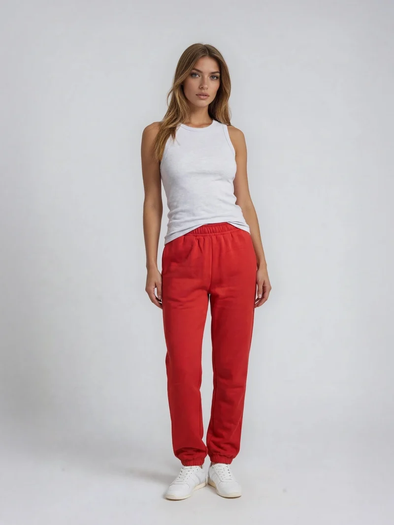 BOGILVY - STELLA, Straight Fit, Sweatpants, High Rise, Red