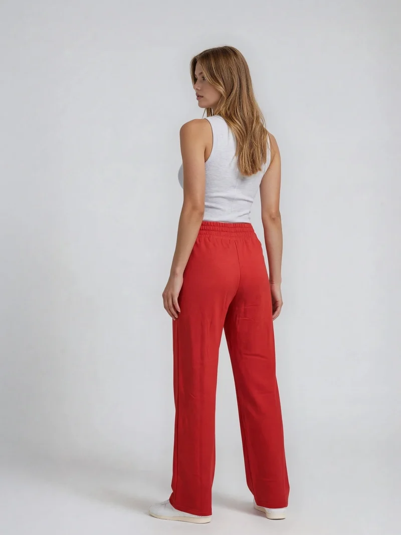 BOGILVY - EMMA, Wide Leg, Sweatpants, High-Waist, Red