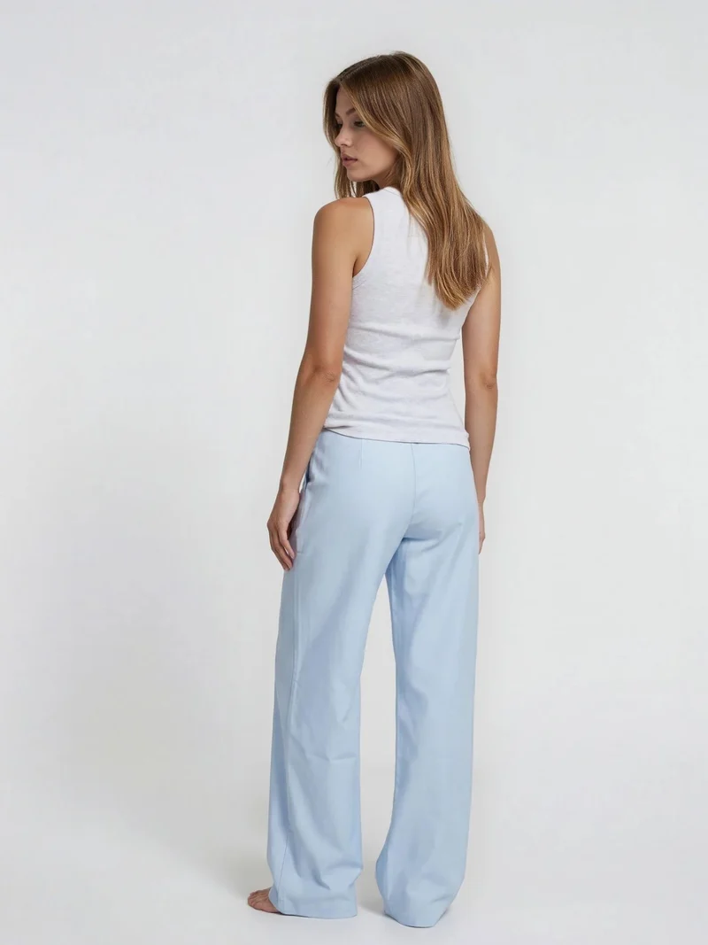 Bogilvy - JULIE - Damen Leinen Sommerhose, Mid-Waist, Light Blue