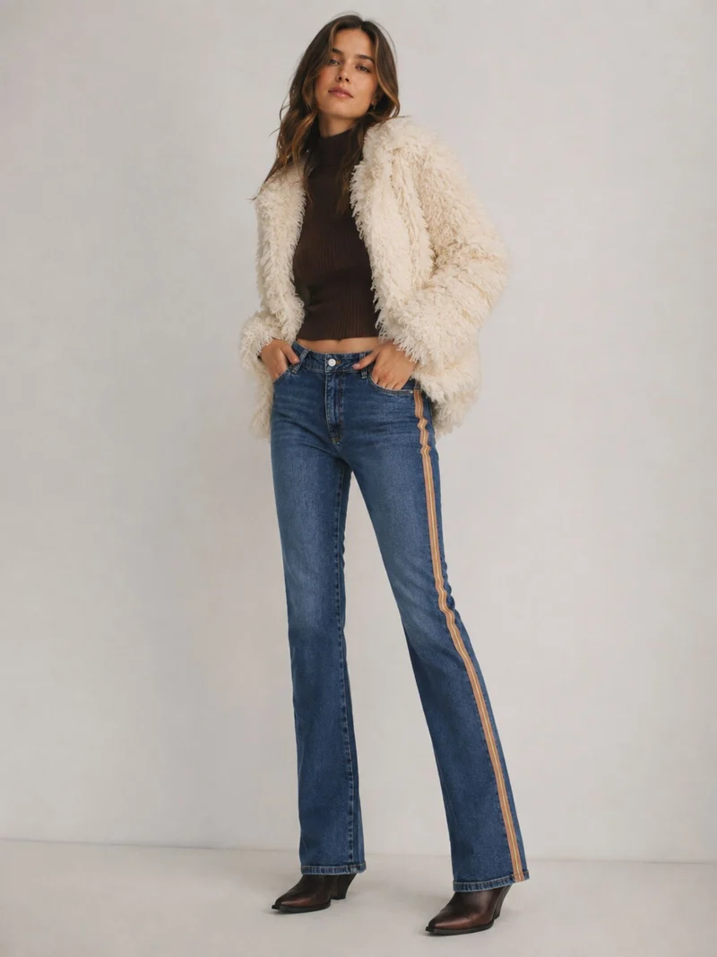 MAVI - IBIZA with Stripes, Loose Straight, Mid-Waist, Mid Brushed 90's