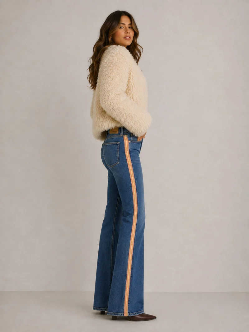 MAVI - IBIZA with Stripes, Loose Straight, Mid-Waist, Mid Brushed 90's