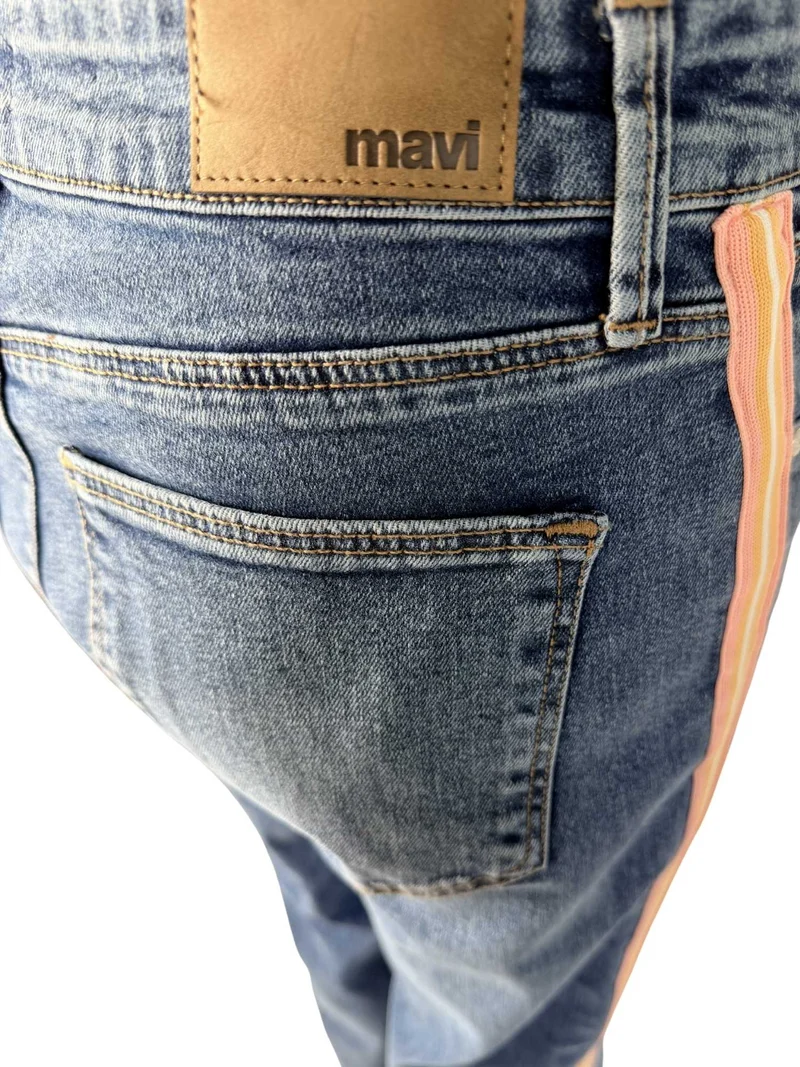 MAVI - IBIZA with Stripes, Loose Straight, Mid-Waist, Mid Brushed 90's