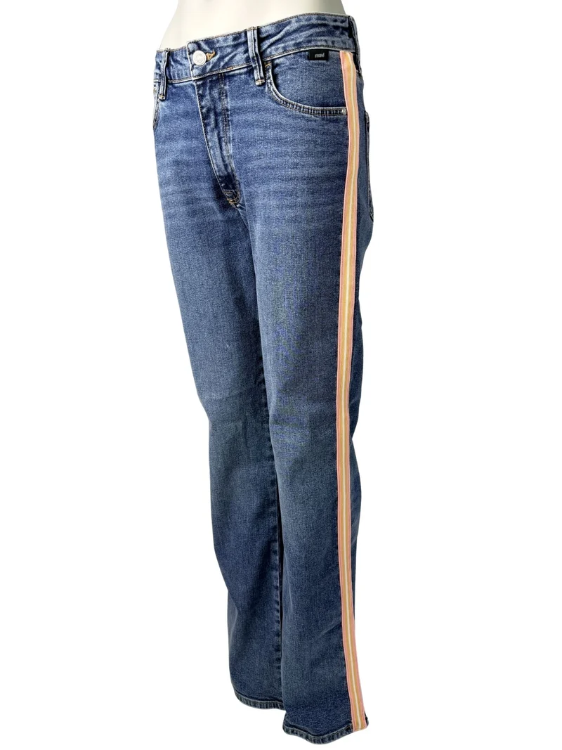 MAVI - IBIZA with Stripes, Loose Straight, Mid-Waist, Mid Brushed 90's