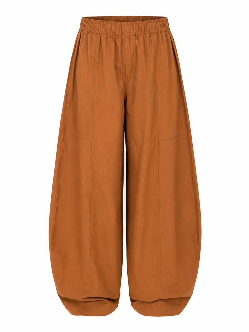 BOGILVY - Leichte Baumwoll Sommerhose im Barrel Fit, High Waist, Brown