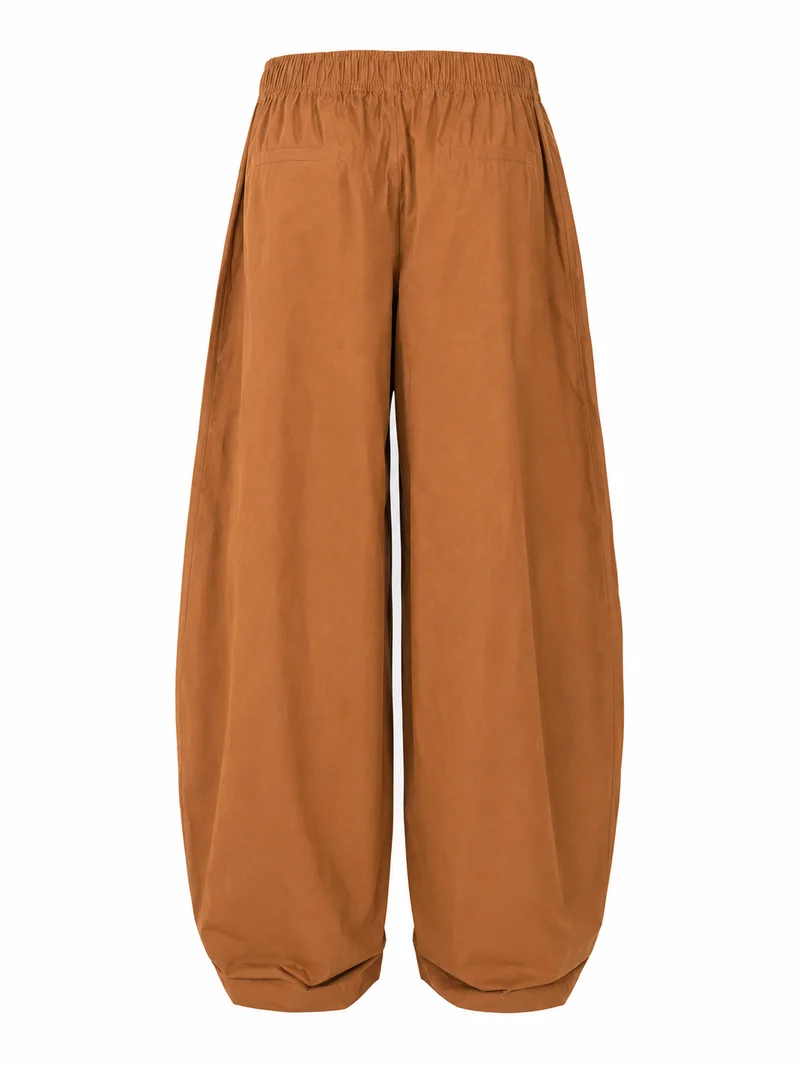 BOGILVY - Leichte Baumwoll Sommerhose im Barrel Fit, High Waist, Brown