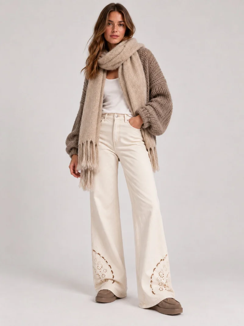 MAVI - MALIBU, High Waist, Loose Wide Leg, Cream Denim