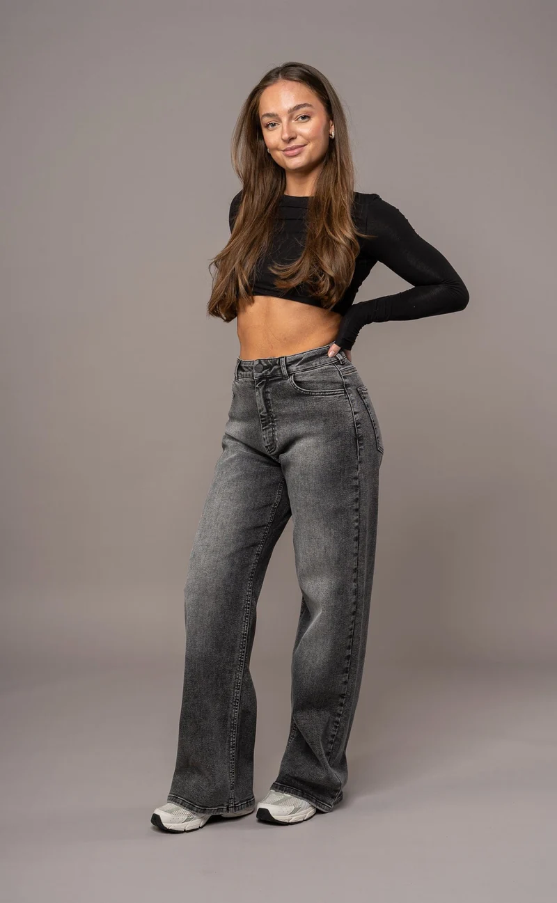 Womens Baggy Fitjeans - Heavy Washed Black