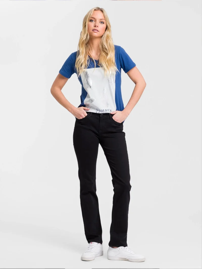 CROSS JEANS - ROSE Jeans, Straight Fit, Mid-Waist, Double Black