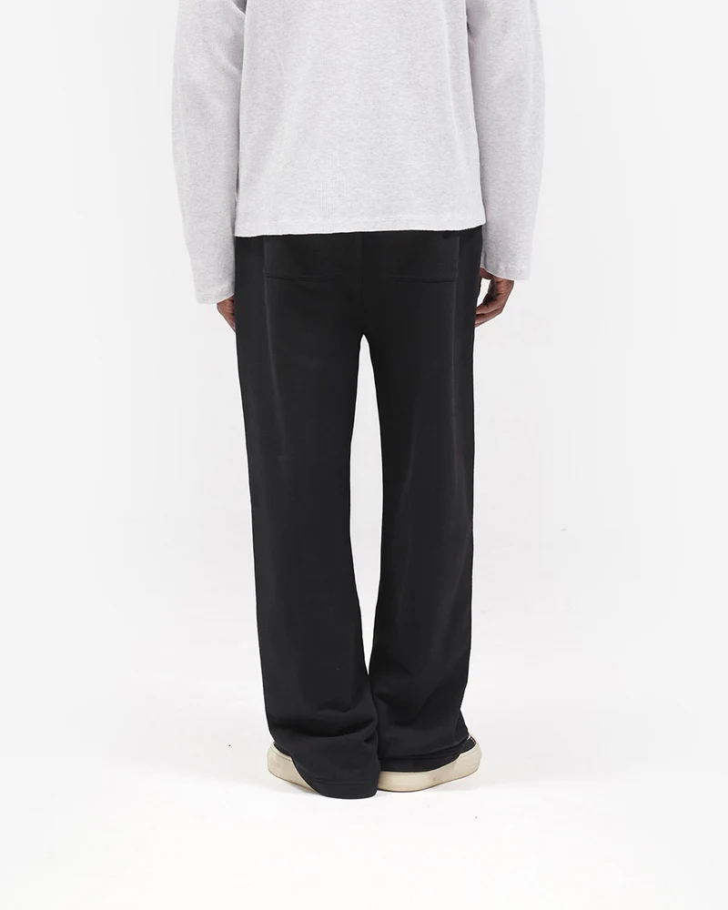 Initial Wide Leg Sweatpants - Jet Black