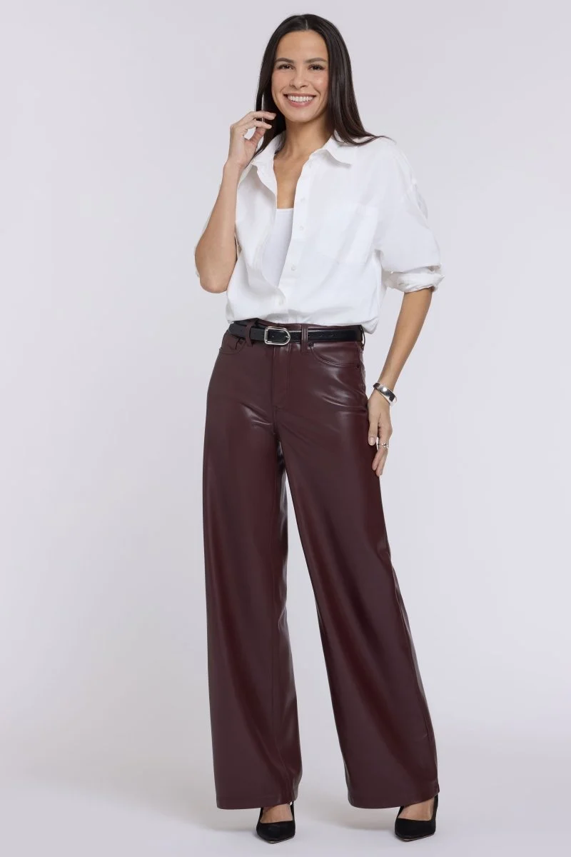 Teresa Wide Leg Hose Aus Veganem Stretchleder Sculpt-Her™ | Bitter Chocolate