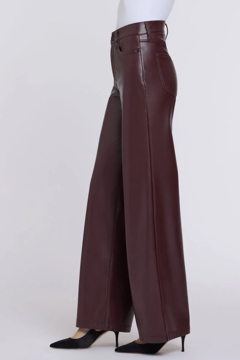 Teresa Wide Leg Hose Aus Veganem Stretchleder Sculpt-Her™ | Bitter Chocolate