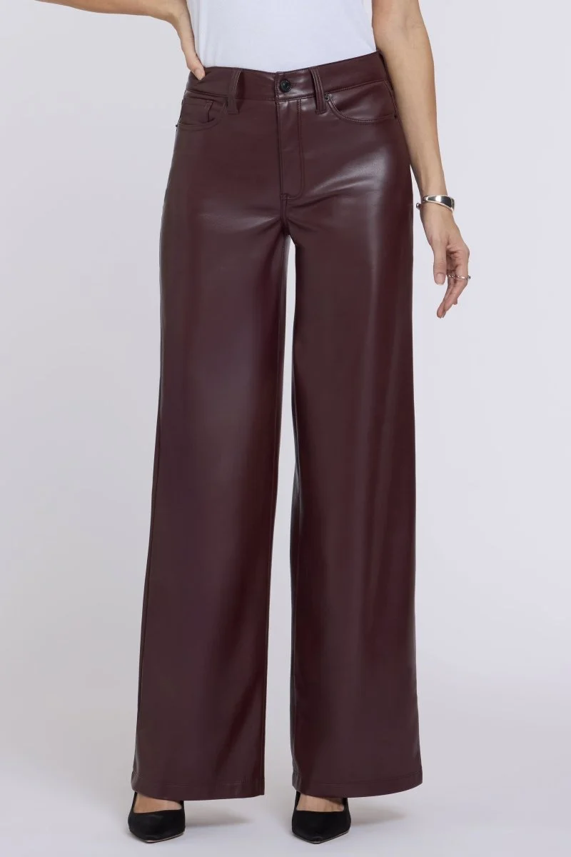Teresa Wide Leg Hose Aus Veganem Stretchleder Sculpt-Her™ | Bitter Chocolate