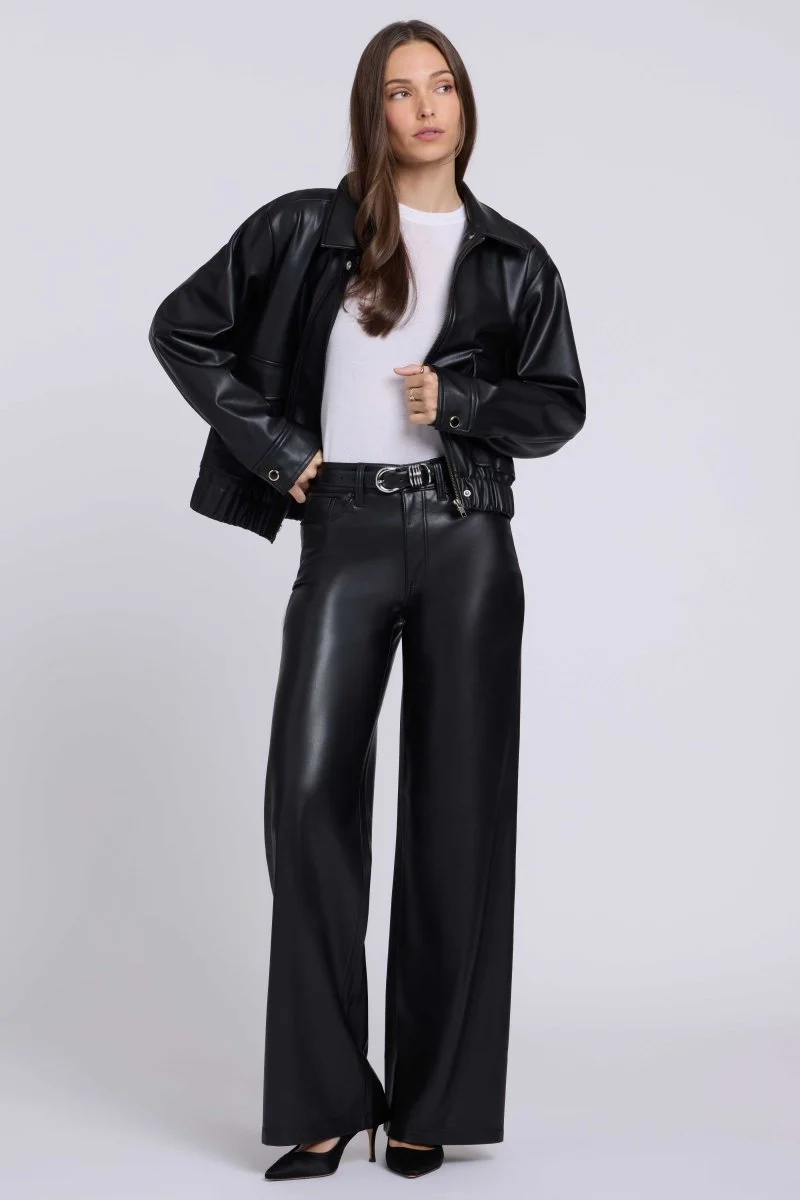 Teresa Wide Leg Hose Aus Veganem Stretchleder Sculpt-Her™ | Black