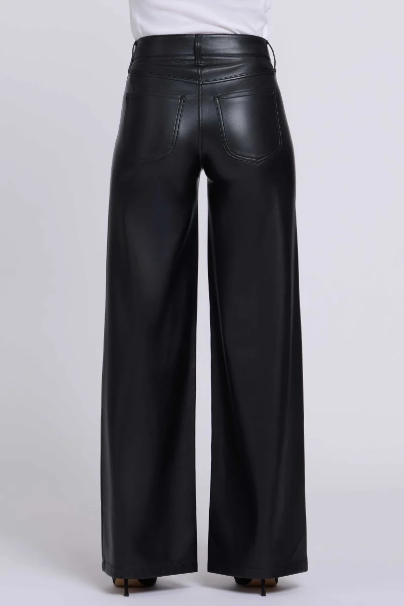 Teresa Wide Leg Hose Aus Veganem Stretchleder Sculpt-Her™ | Black