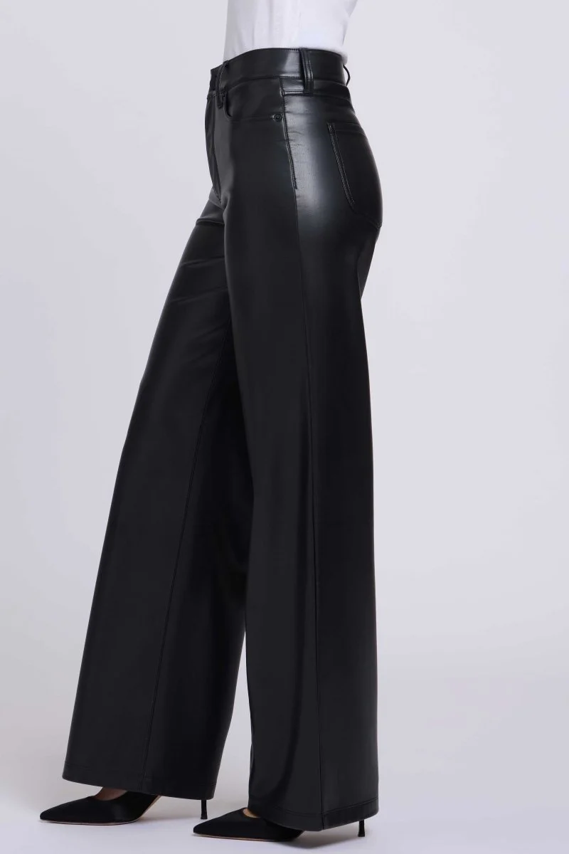 Teresa Wide Leg Hose Aus Veganem Stretchleder Sculpt-Her™ | Black