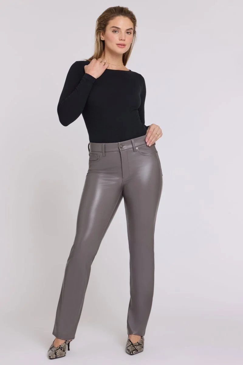 Faux Leather Marilyn Straight Sculpt-Her™ Pants | Falcon