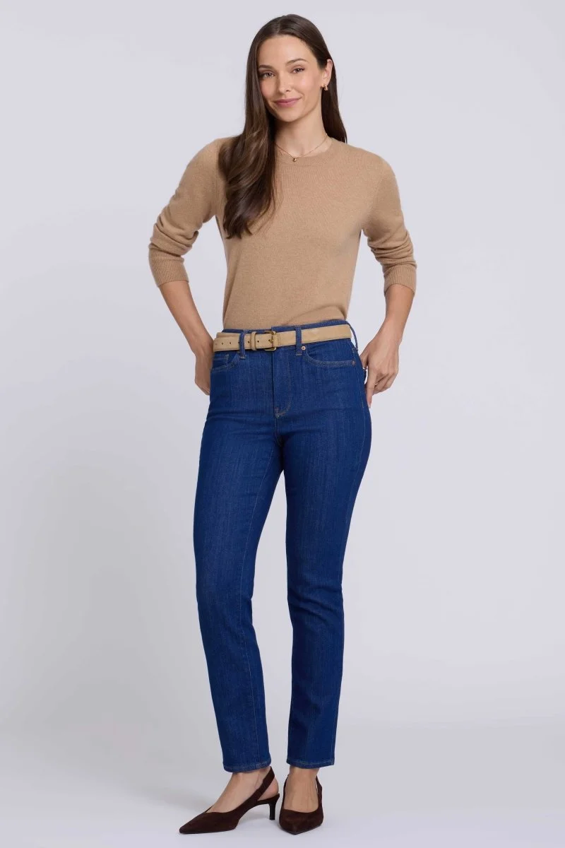 Sheri Slim Straight Jeans mit High Waist | Blue Rinse