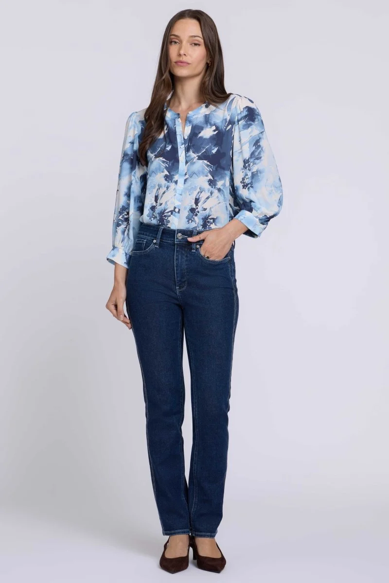 Sheri Slim Straight Jeans mit High Waist | Dark Stone