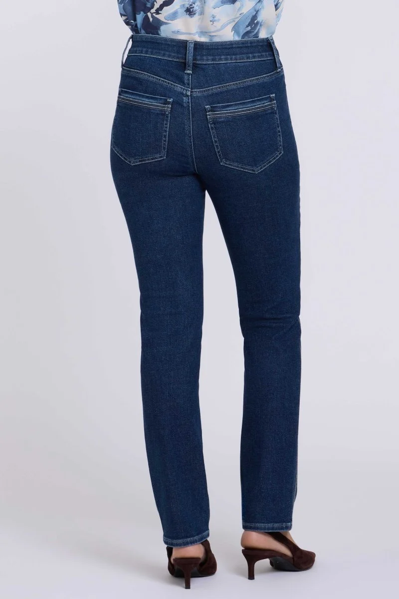 Sheri Slim Straight Jeans mit High Waist | Dark Stone