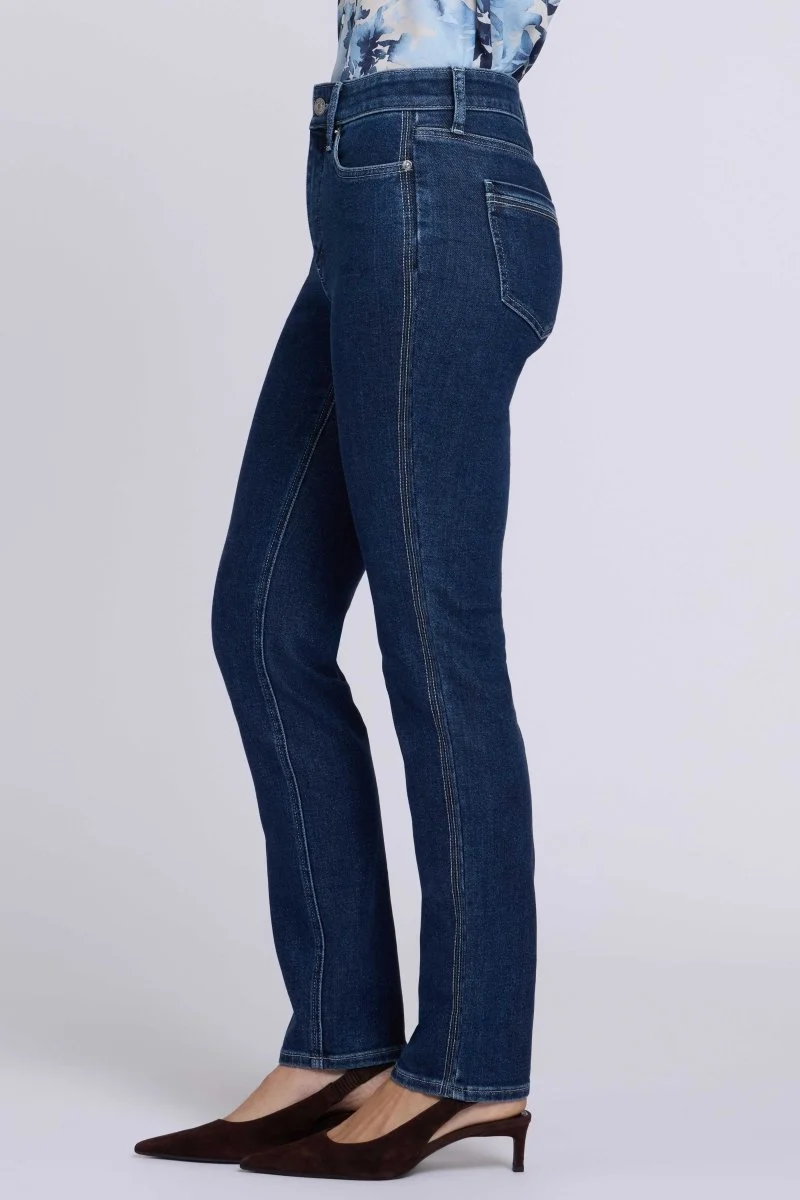 Sheri Slim Straight Jeans mit High Waist | Dark Stone
