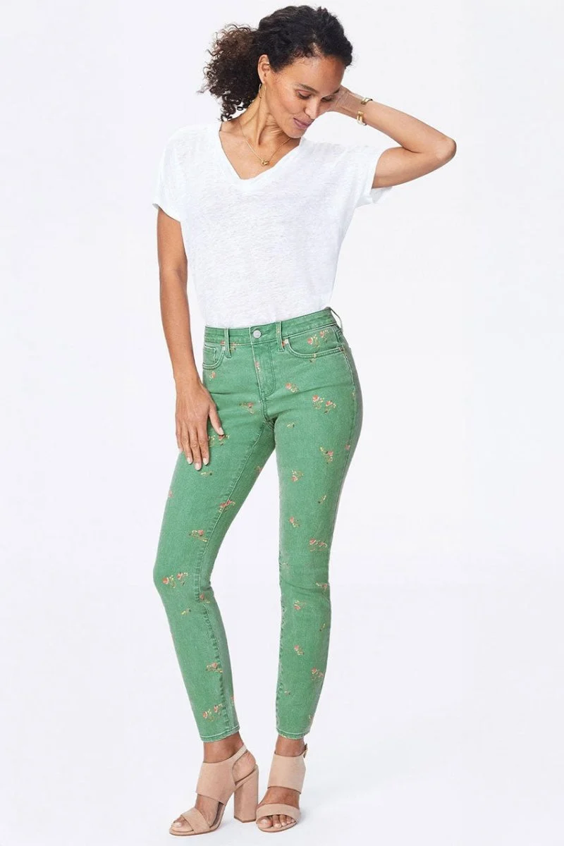 Ami Skinny Jeans Grünem Twill | Native Floral Vanilla