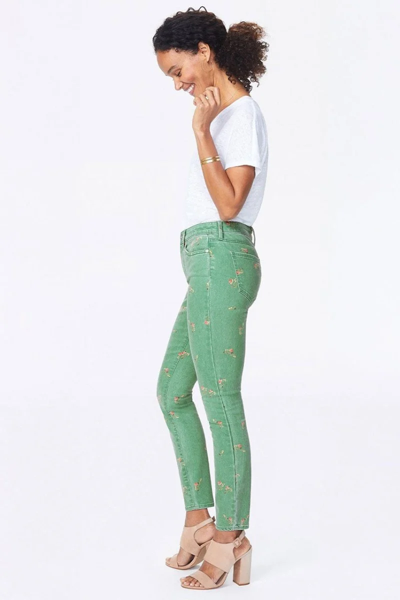 Ami Skinny Jeans Grünem Twill | Native Floral Vanilla