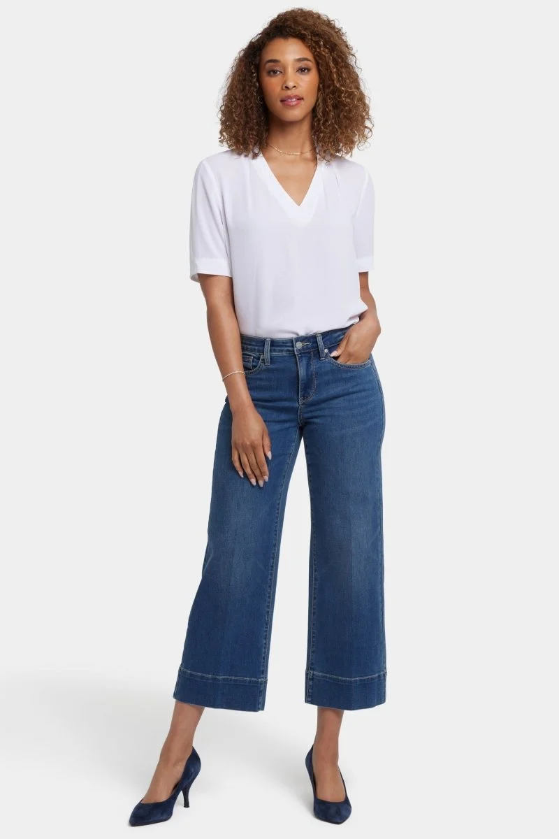 Teresa Wide Leg Knöcheljeans mit 3" Säumen | Valencia Surf