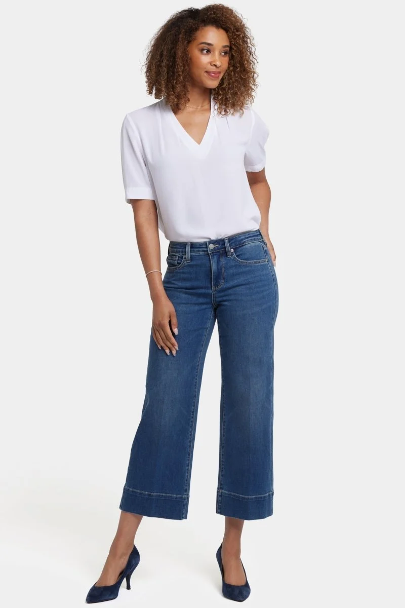 Teresa Wide Leg Knöcheljeans mit 3" Säumen | Valencia Surf