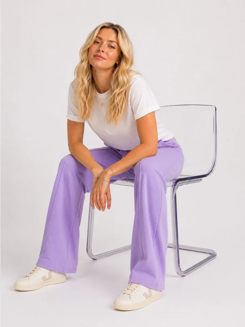 BOGILVY - EMMA, Wide Leg, Sweatpants, High-Waist, Light Purple