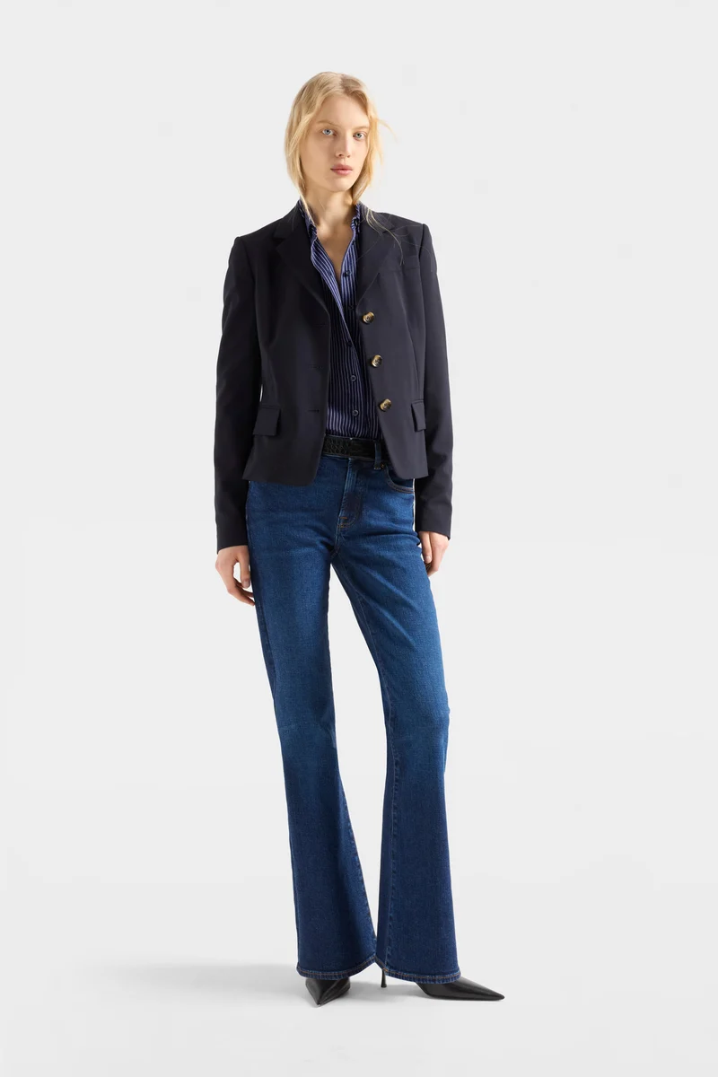 Oversize Button Down in Navy Stripe