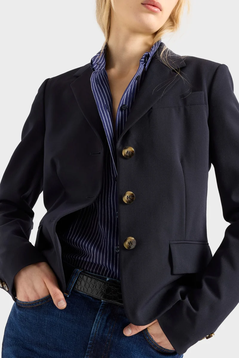Oversize Button Down in Navy Stripe