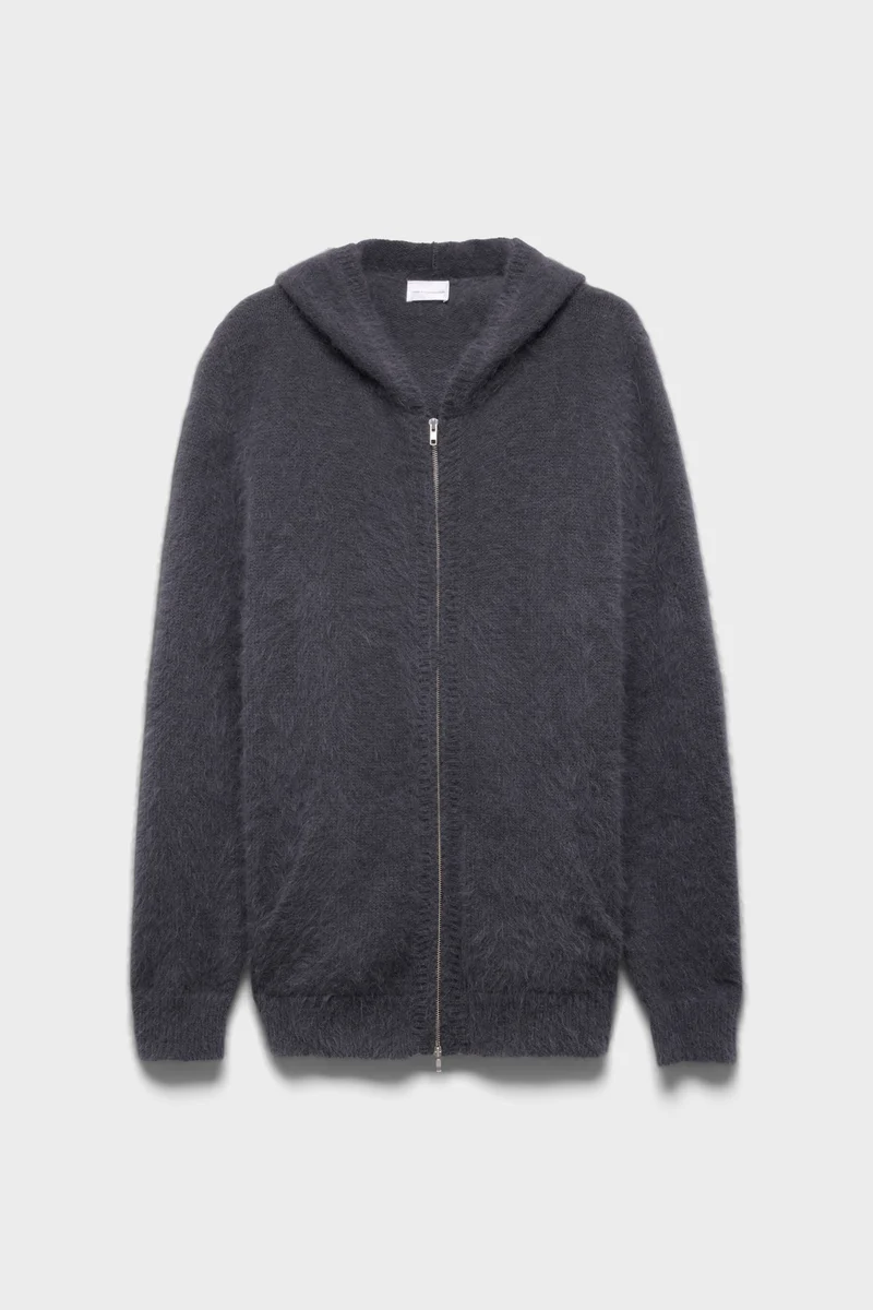 FUZZY ZIP HOODIE in Alpaca Blend Stone