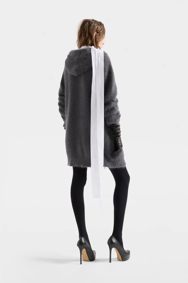 FUZZY ZIP HOODIE in Alpaca Blend Stone
