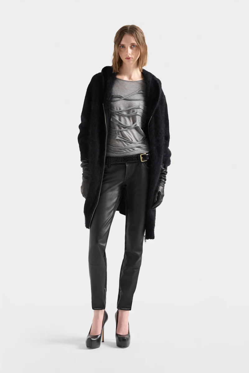 FUZZY ZIP HOODIE in Alpaca Blend Sable