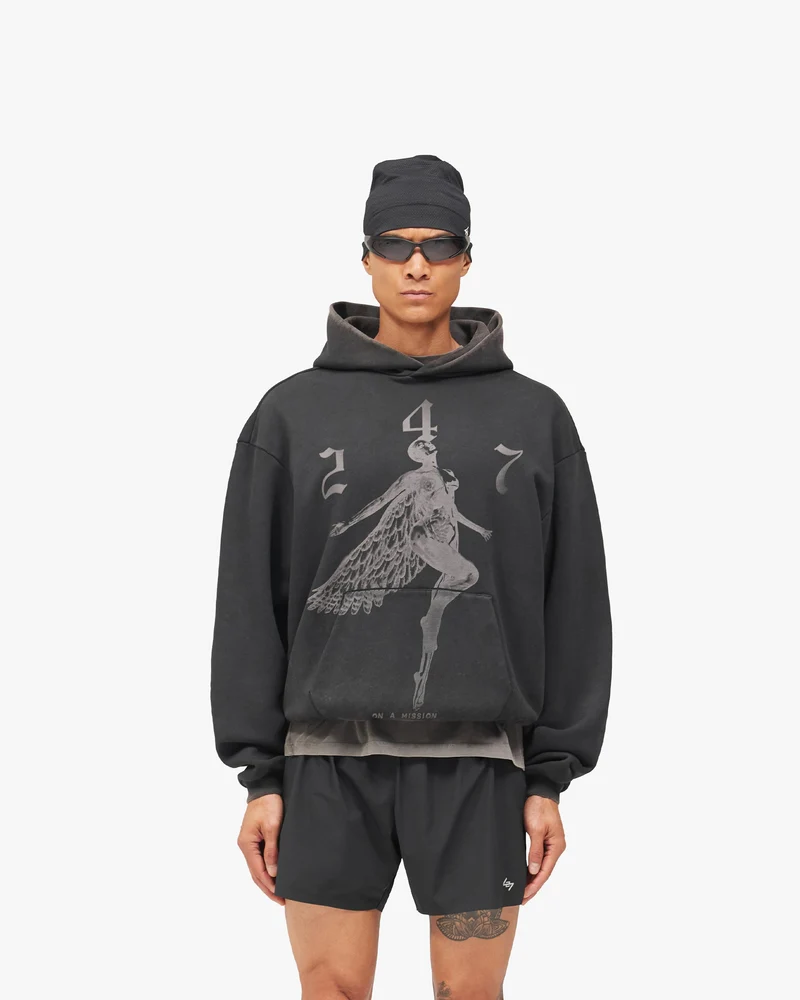 247 Fallen Angel Graphic Hoodie - Vintage Black