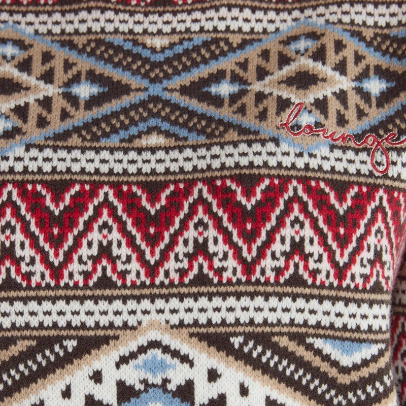 Norweger Strickpullover - Braun/Rot
