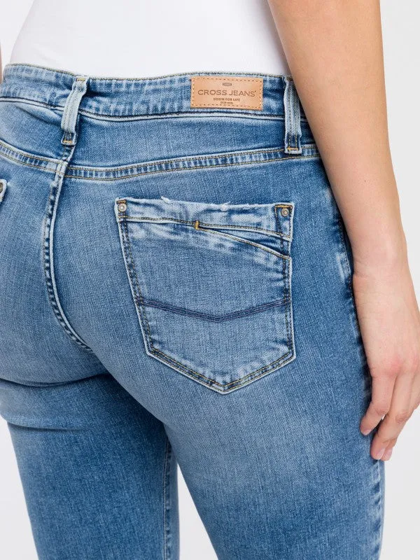 CROSS JEANS - LAUREN Jeans, Regular Fit, High-Waist, Mid Blue