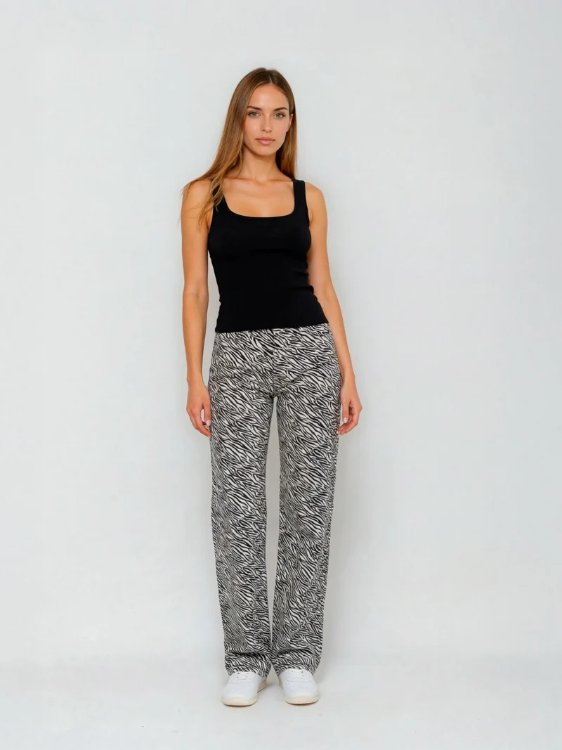MAVI - MALIBU, High Waist, Loose Wide Leg, Zebra Denim