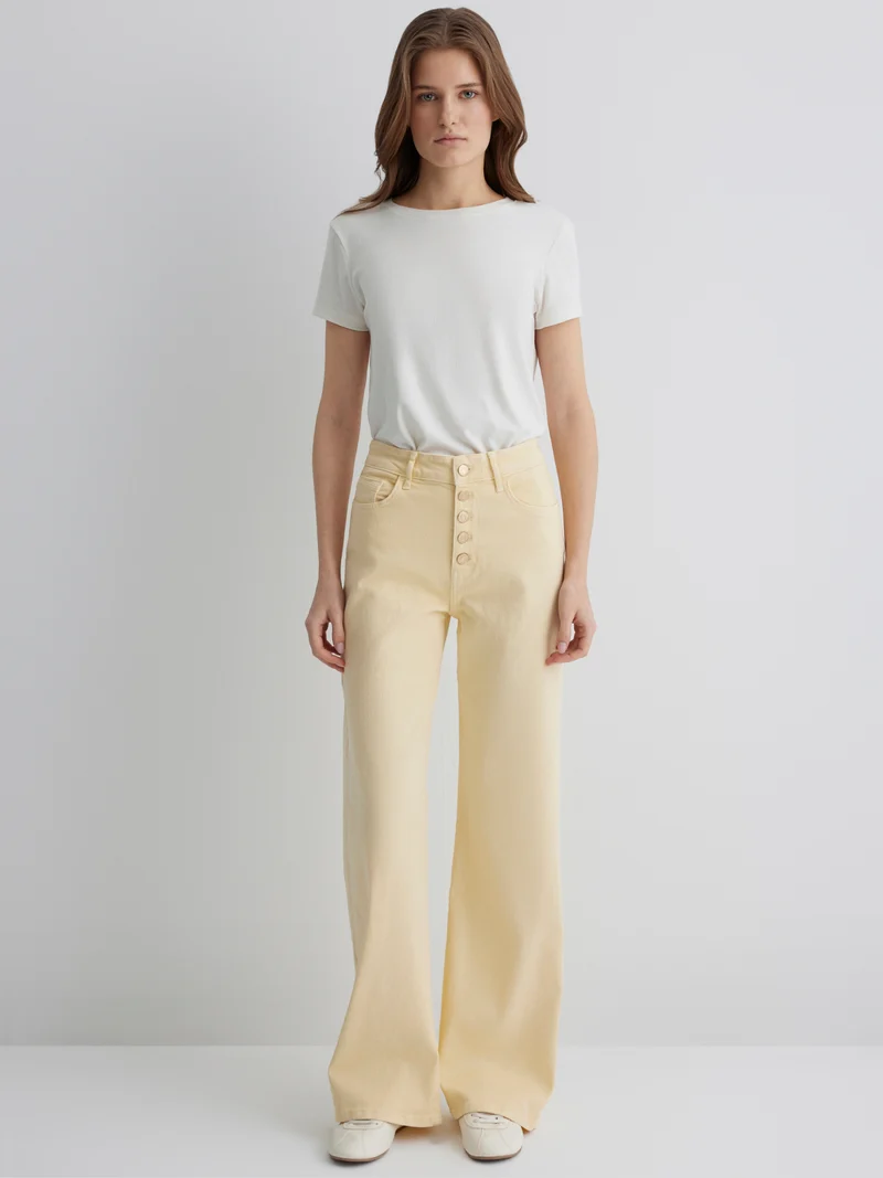 MAVI - MALIBU BUTTON UP, High Waist, Loose Wide Leg, ITALIEN STRAW