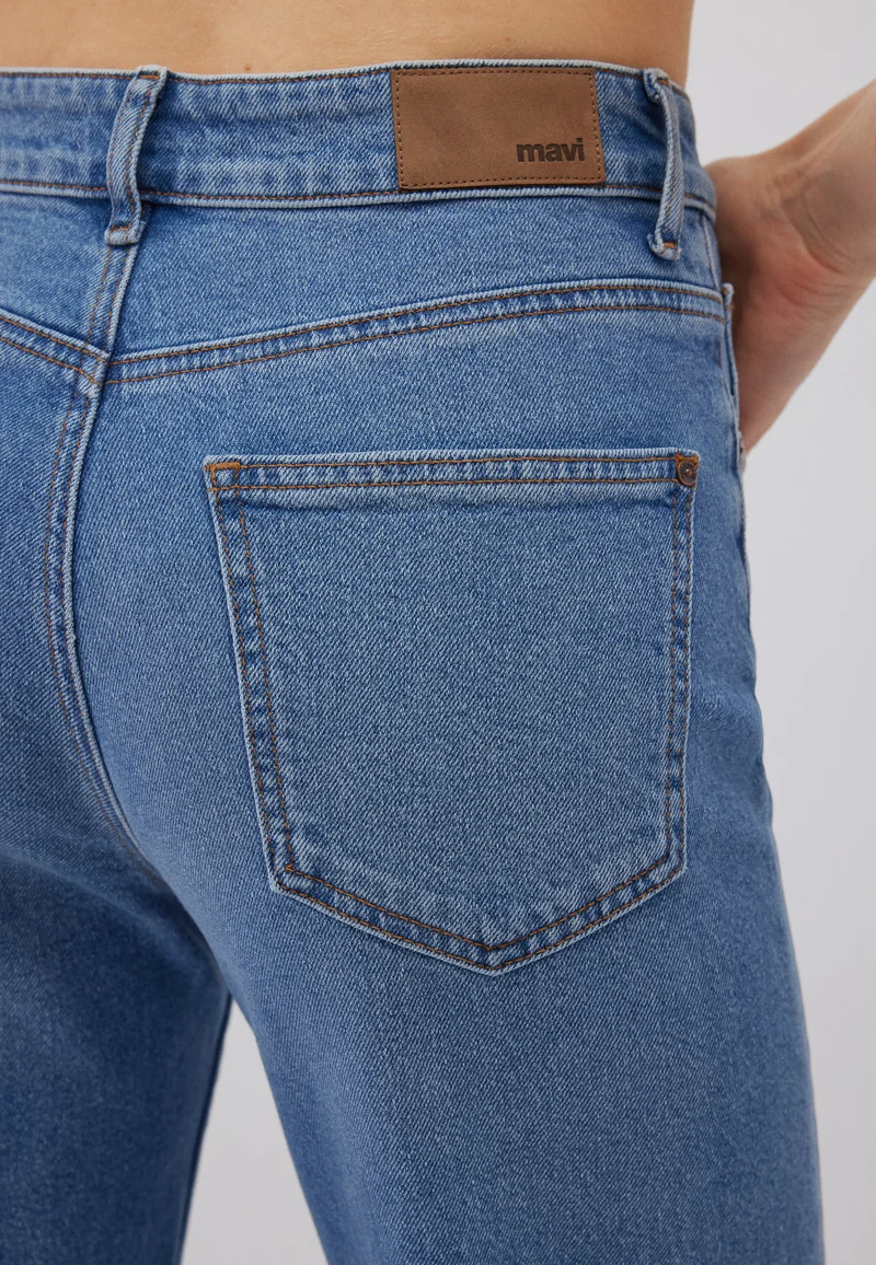 MAVI - MALIBU, High Waist, Loose Wide Leg, Mid Indigo Brushed 90s